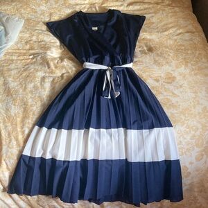 Vintage Navy and White Midi Dress
